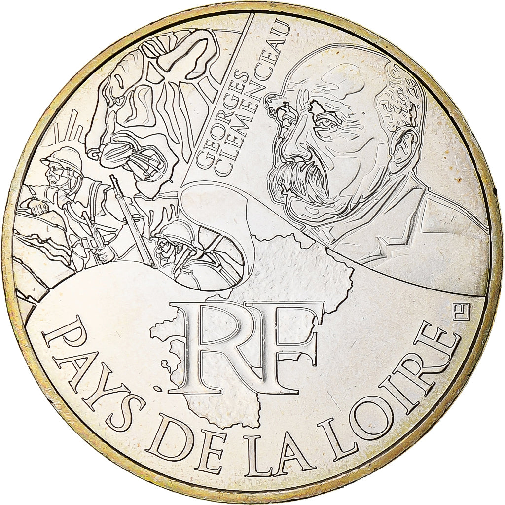 Francia, 10 Euro, Pays de la Loire, 2012, Paris, SC+, Plata, KM:1881