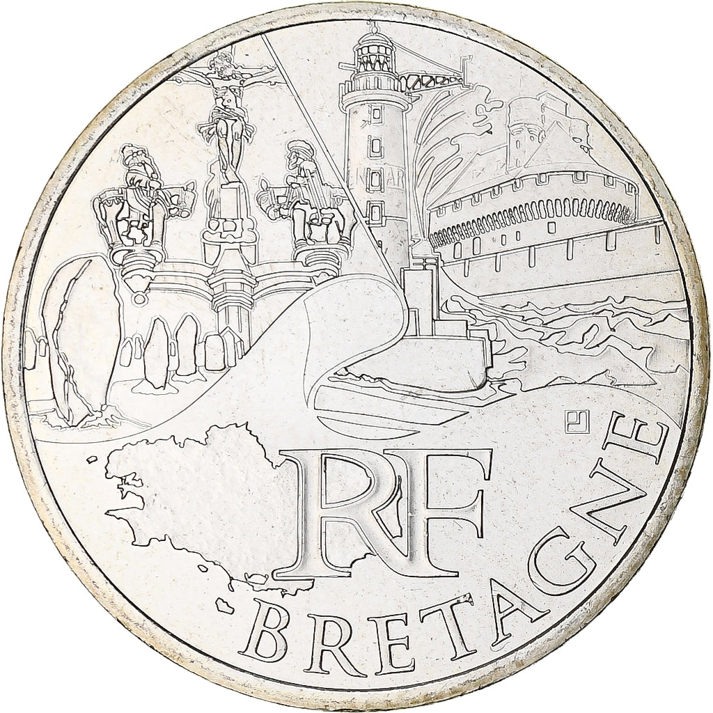 France, 10 Euro, Bretagne, Euros des régions, 2011, FDC, FDC, Argent