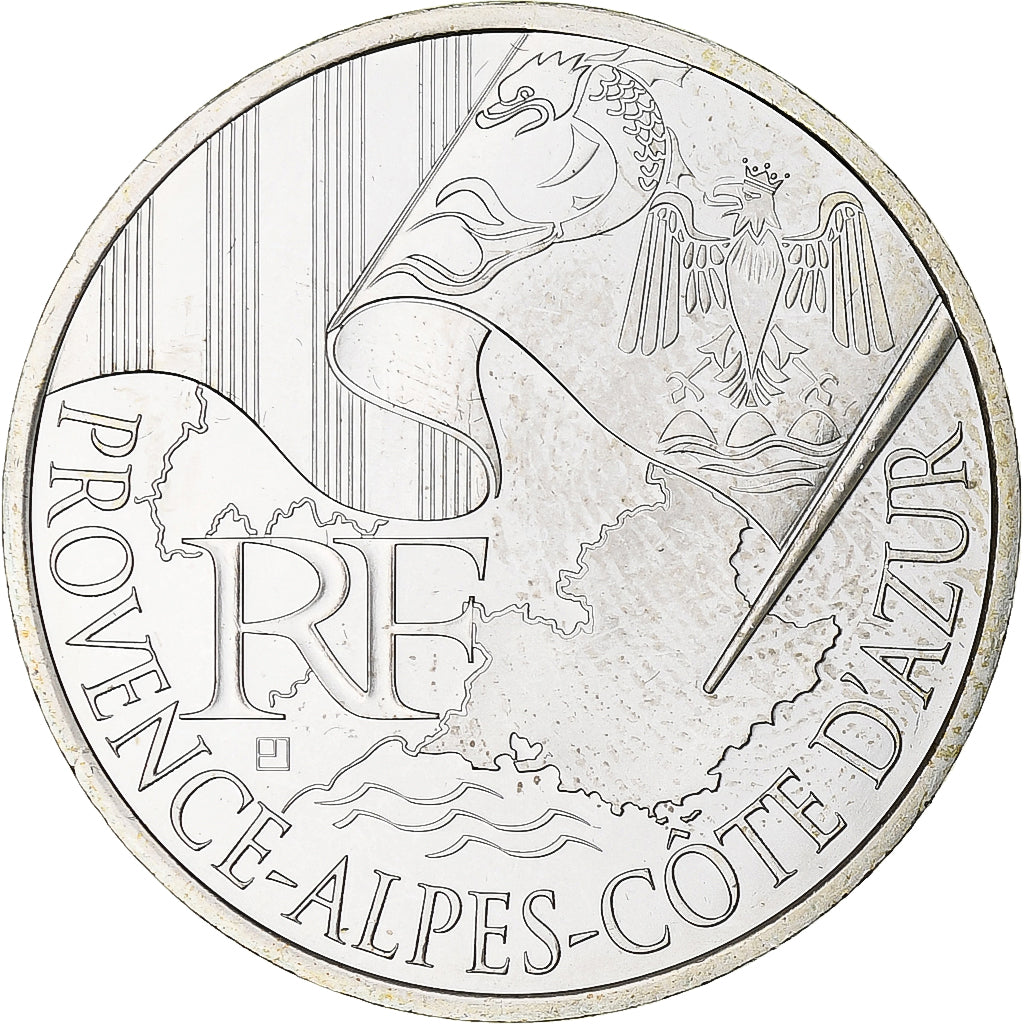 France, 10 Euro, Provence-Alpes-Cote d'Azur, 2010, Paris, FDC, Argent, KM:1668