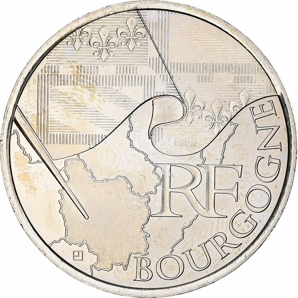 France, 10 Euro, Bourgogne, 2010, Paris, MS(65-70), Silver, KM:1649