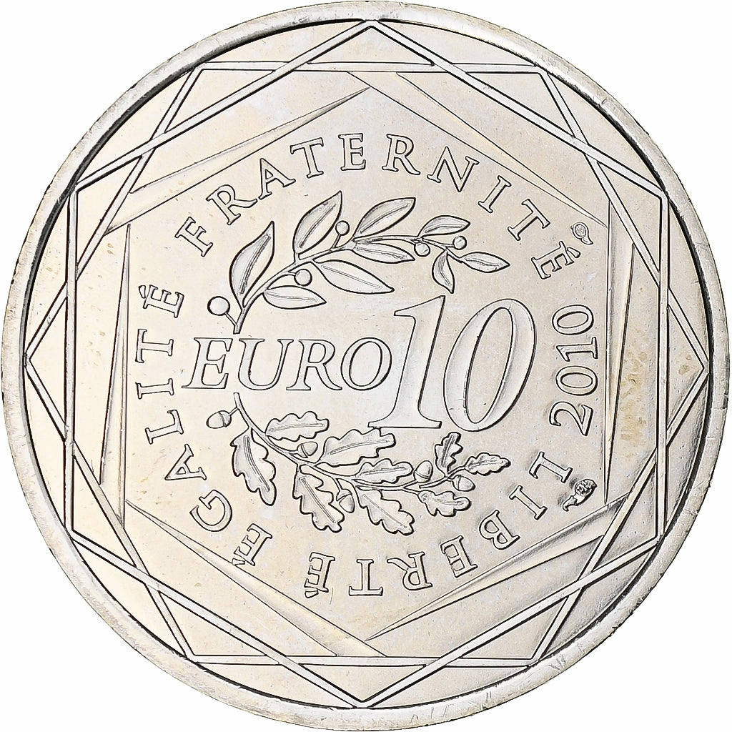 France, 10 Euro, Bourgogne, 2010, Paris, MS(65-70), Silver, KM:1649