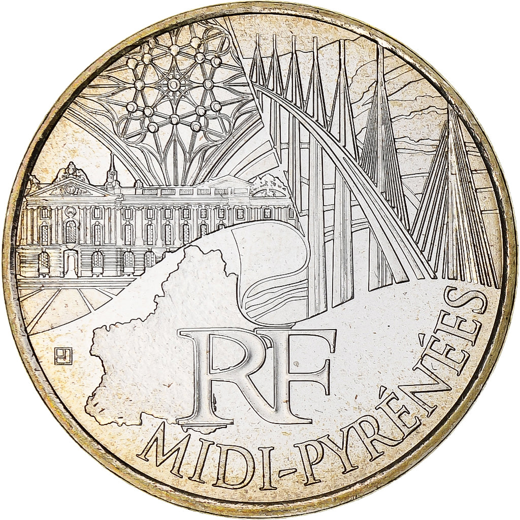 France, 10 Euro, Midi-Pyrénées, 2011, Paris, MS(65-70), Silver, KM:1752