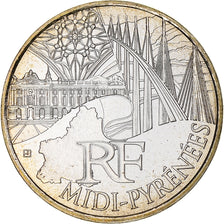 France, 10 Euro, Midi-Pyrénées, 2011, Paris, MS(65-70), Silver, KM:1752