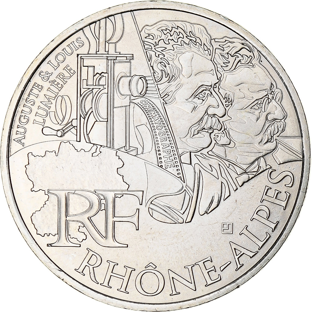 França, 10 Euro, 2012, Rhône-Alpes, MS(65-70), Prata