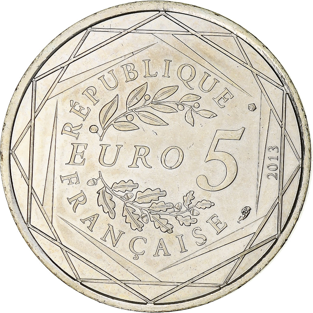 França, 5 Euro, Fraternité, 2013, MS(64), Prata, Gadoury:EU647