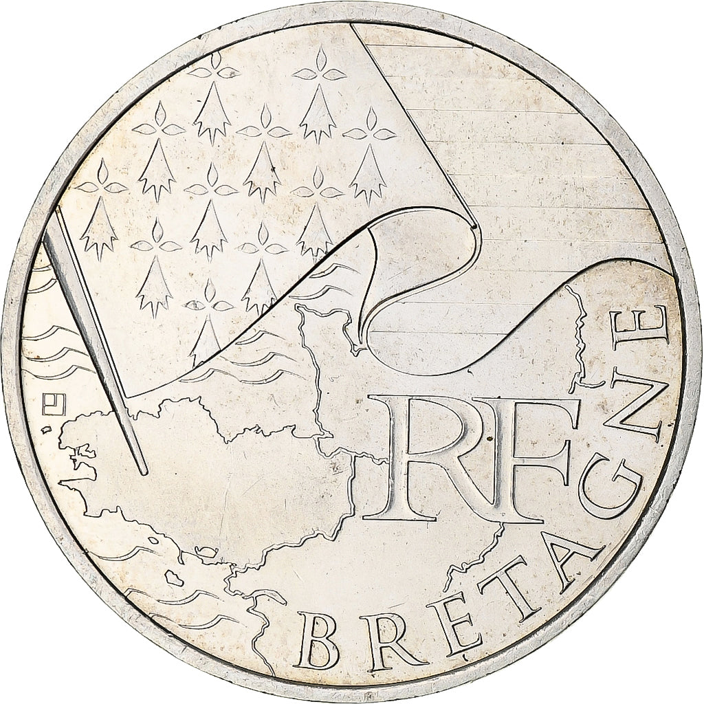 France, 10 Euro, Bretagne, 2010, Paris, MS(63), Silver, KM:1648