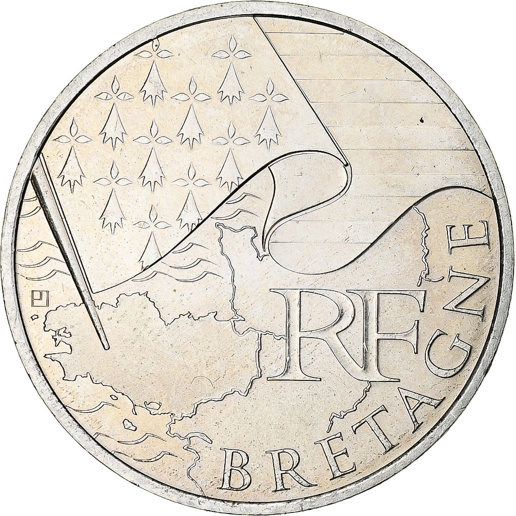 France, 10 Euro, Bretagne, 2010, Paris, MS(63), Silver, KM:1648