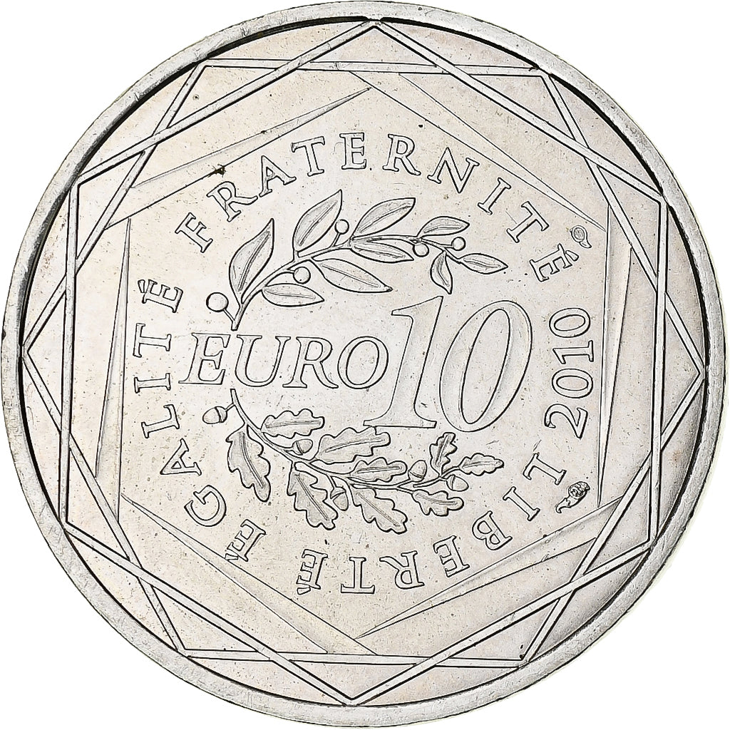 França, 10 Euro, Bretagne, 2010, Paris, MS(60-62), Prata, KM:1648