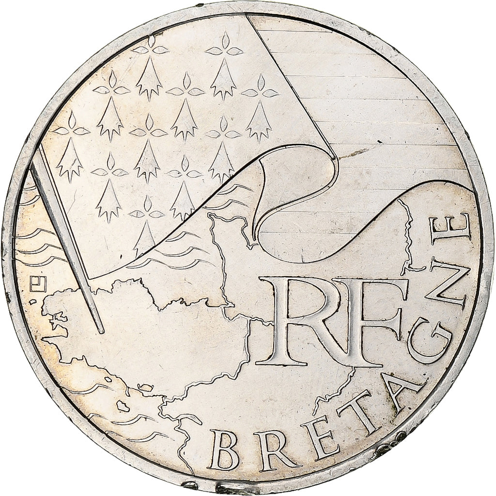 France, 10 Euro, Bretagne, 2010, Paris, MS(63), Silver, KM:1648
