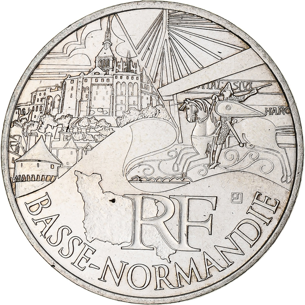 France, 10 Euro, Basse Normandie, 2011, Paris, MS(63), Silver, KM:1729