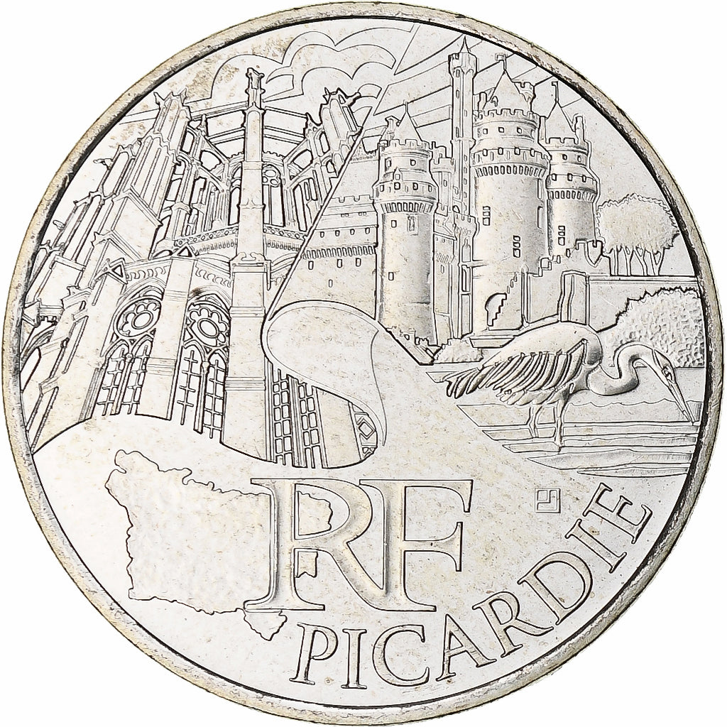 France, 10 Euro, Picardie, 2011, Paris, MS(64), Silver, KM:1745