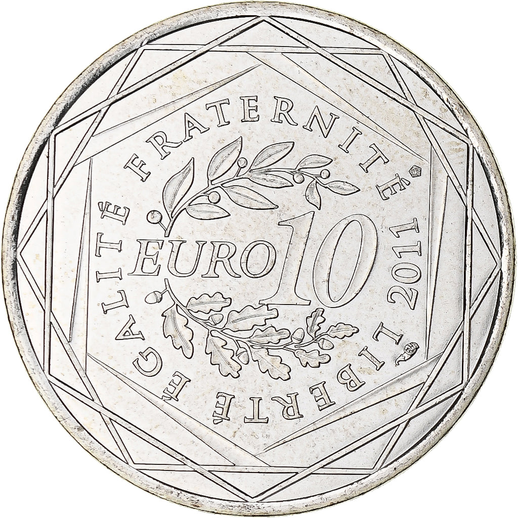 France, 10 Euro, Picardie, 2011, Paris, MS(64), Silver, KM:1745