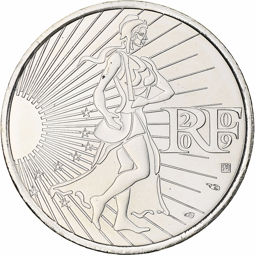 Francja, Semeuse, 10 Euro, 2009, Monnaie de Paris, MS(64), Srebro, KM:1580
