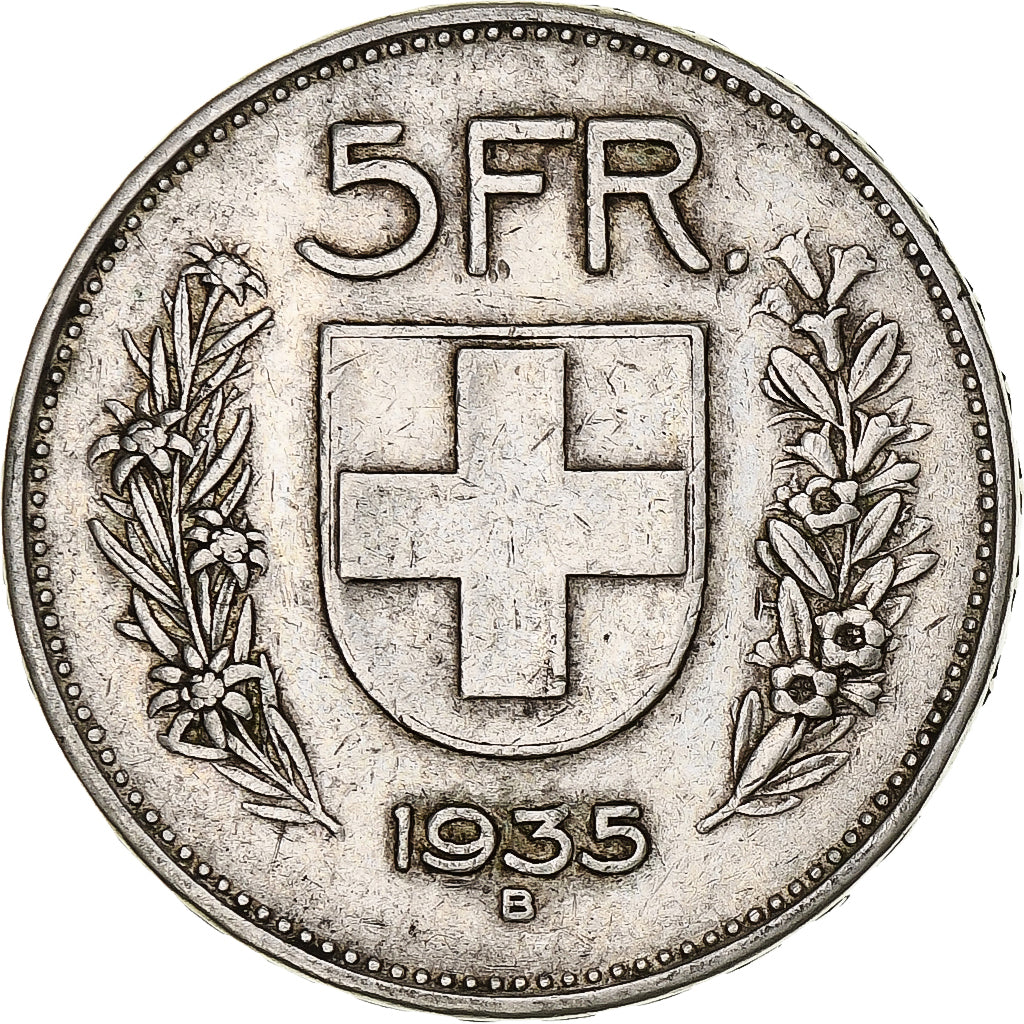 Munten, Zwitserland, 5 Francs, 1935, Bern, ZF, Zilver, KM:40