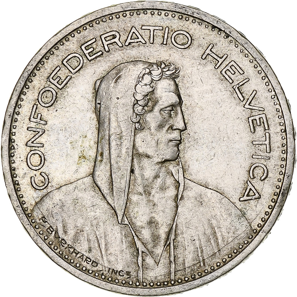Coin, Switzerland, 5 Francs, 1935, Bern, AU(50-53), Silver, KM:40