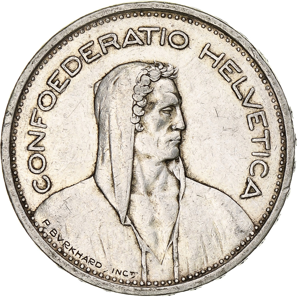 Moneta, Szwajcaria, 5 Francs, 1954, Bern, AU(50-53), Srebro, KM:40