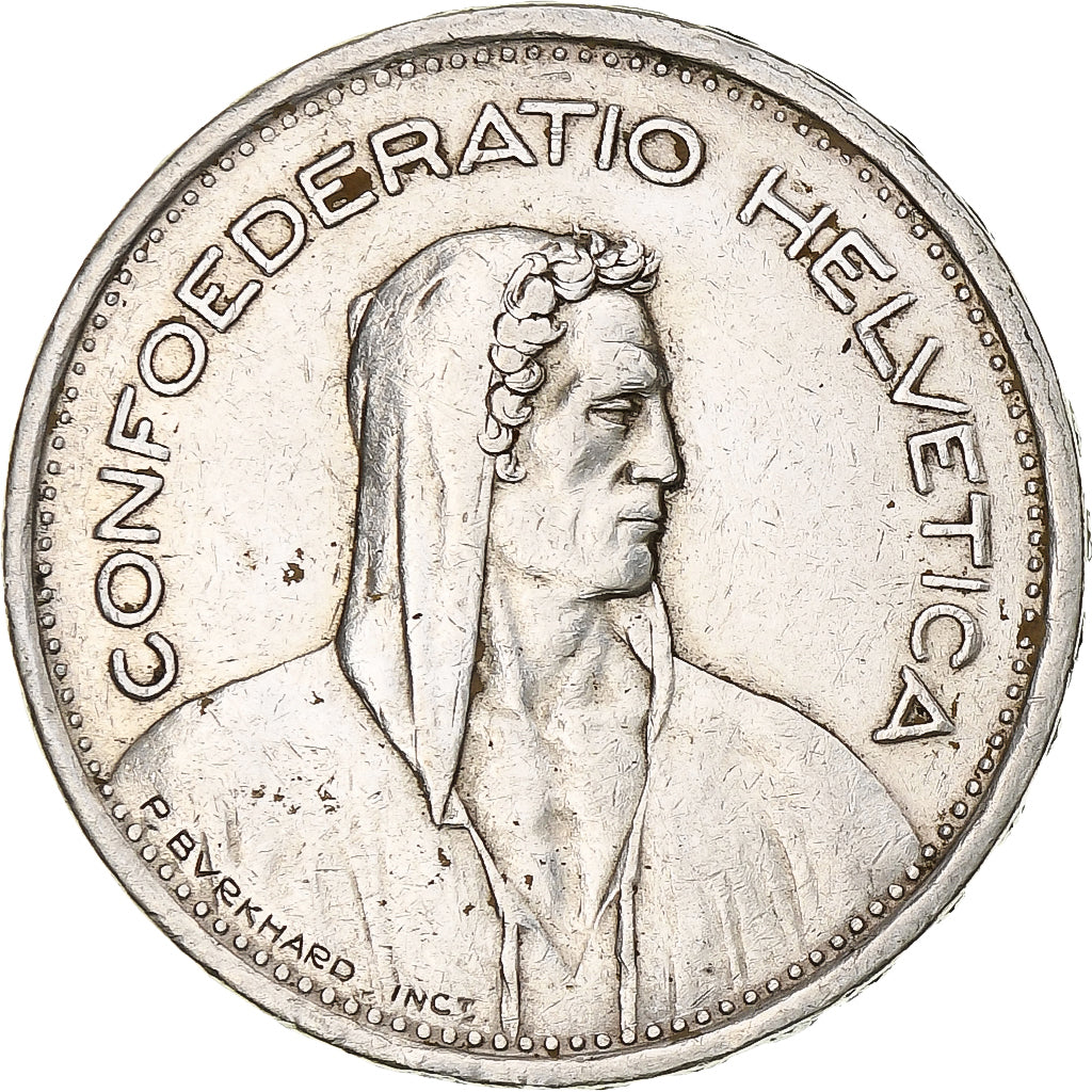 Moneta, Szwajcaria, 5 Francs, 1954, Bern, AU(50-53), Srebro, KM:40