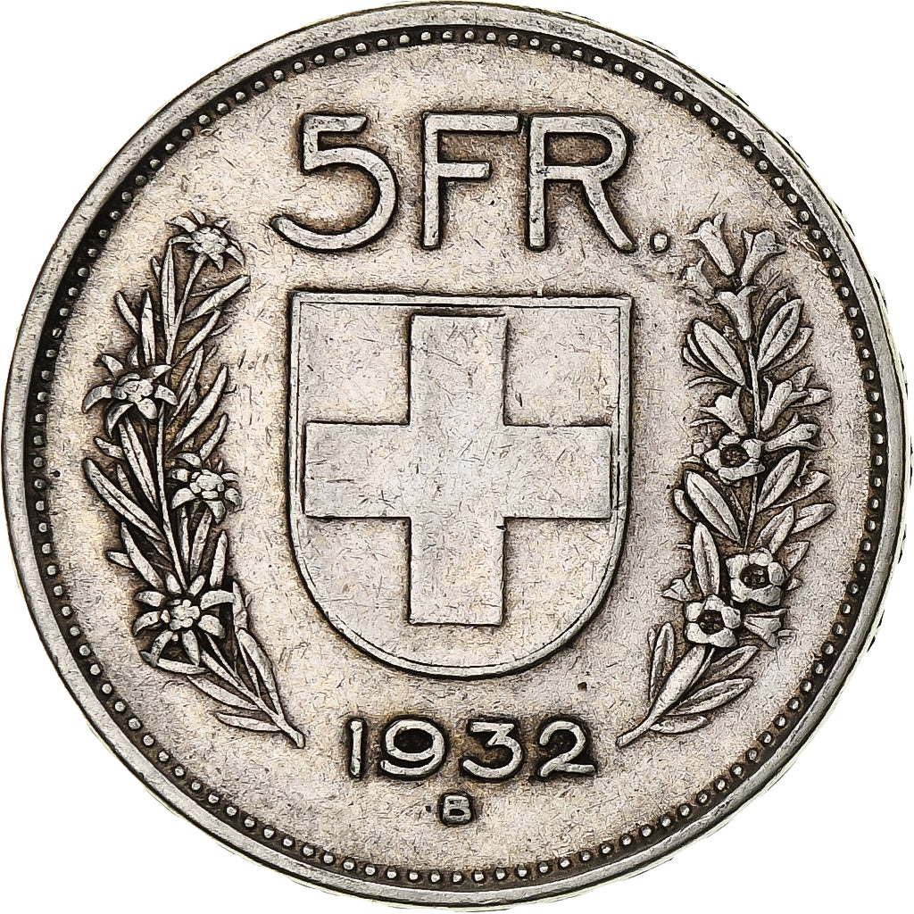 Moneda, Suiza, 5 Francs, 1932, Bern, MBC, Plata, KM:40