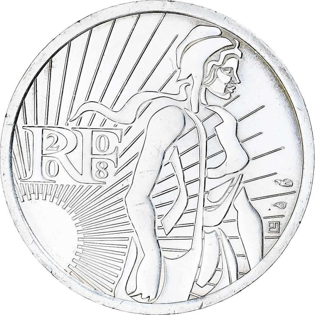 França, 5 Euro, 2008, Semeuse, AU(50-53), Prata, KM:1534