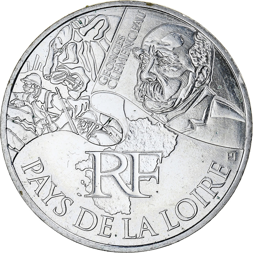France, 10 Euro, Pays de la Loire, 2012, Paris, MS(63), Silver, KM:1881