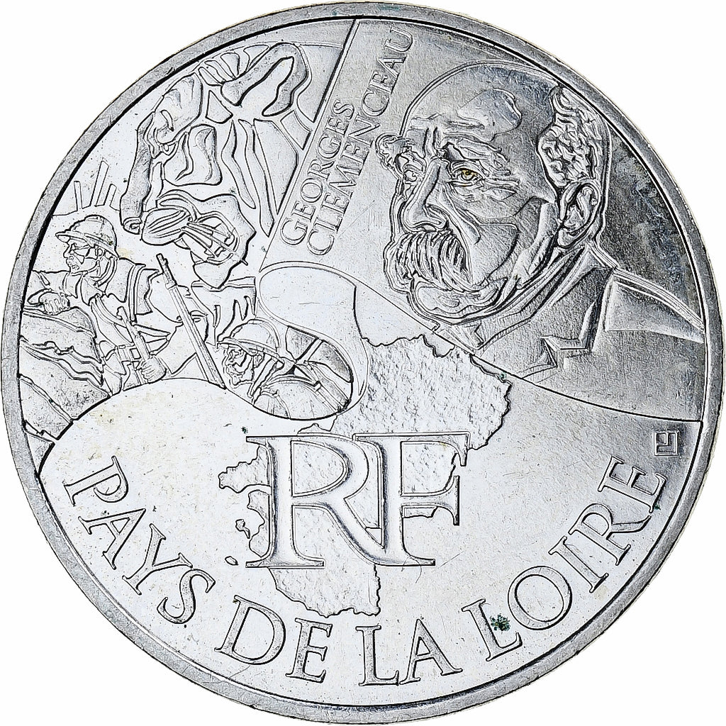 Francja, 10 Euro, Pays de la Loire, 2012, Paris, MS(63), Srebro, KM:1881