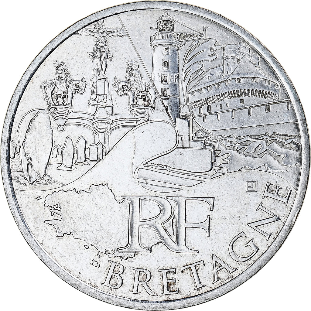 France, 10 Euro, Bretagne, Euros des régions, FDC, 2011, Silver, MS(63)