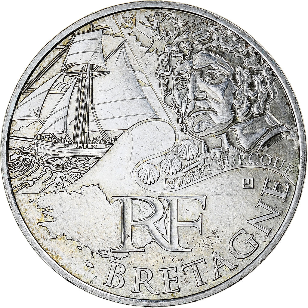 France, 10 Euro, Bretagne, 2012, Paris, MS(63), Silver, KM:1866
