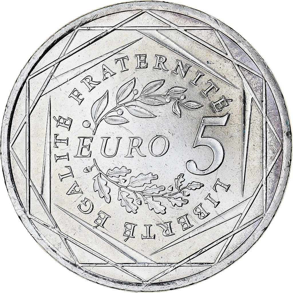 Francja, 5 Euro, 2008, Monnaie de Paris, Semeuse, MS(65-70), Srebro, KM:1534