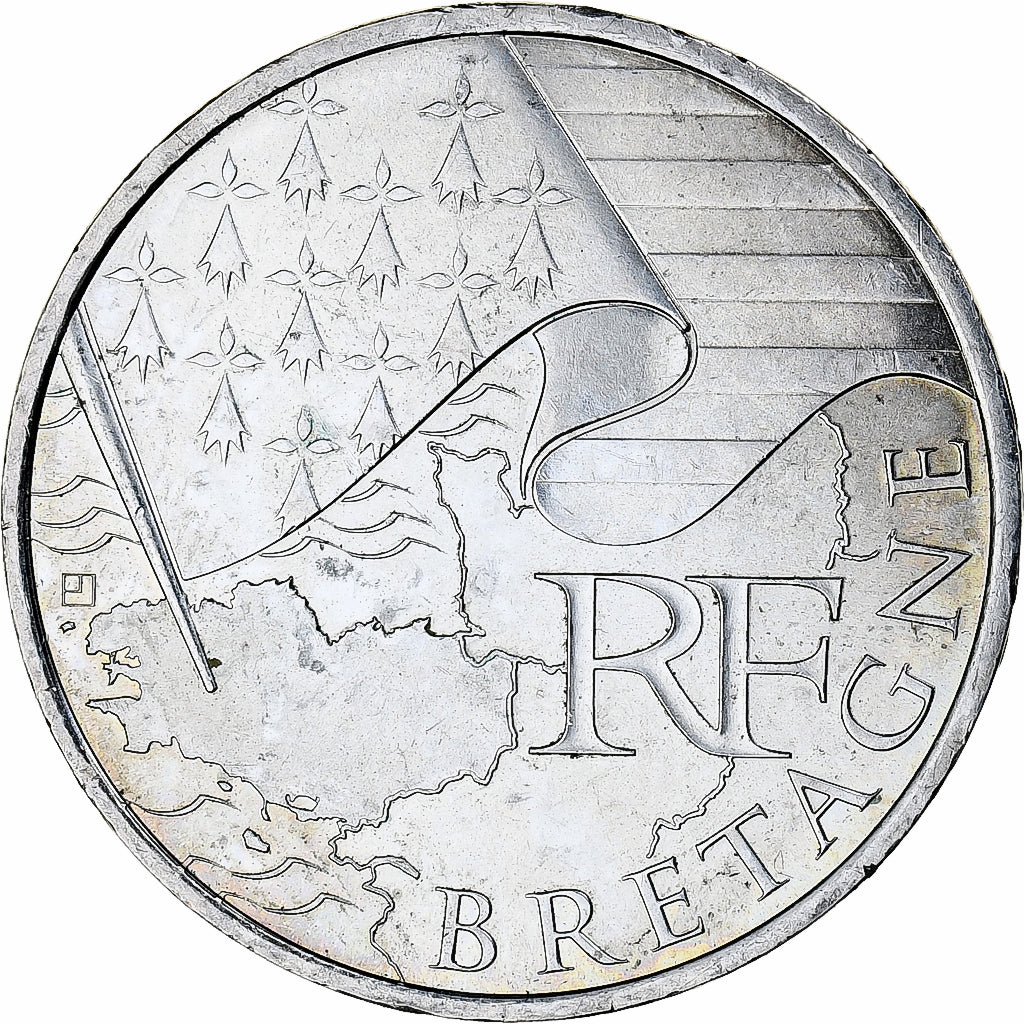 Francja, 10 Euro, Bretagne, 2010, Paris, MS(60-62), Srebro, KM:1648