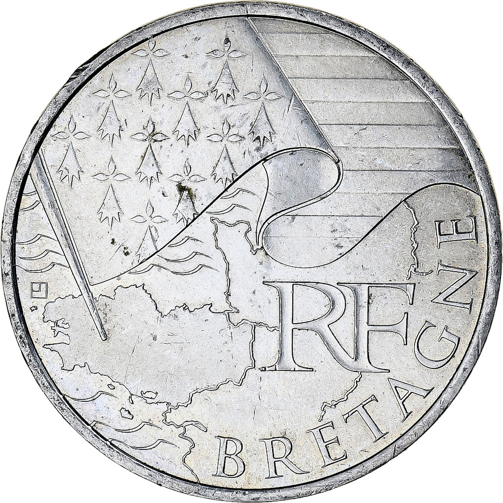 Francja, 10 Euro, Bretagne, 2010, Paris, MS(60-62), Srebro, KM:1648