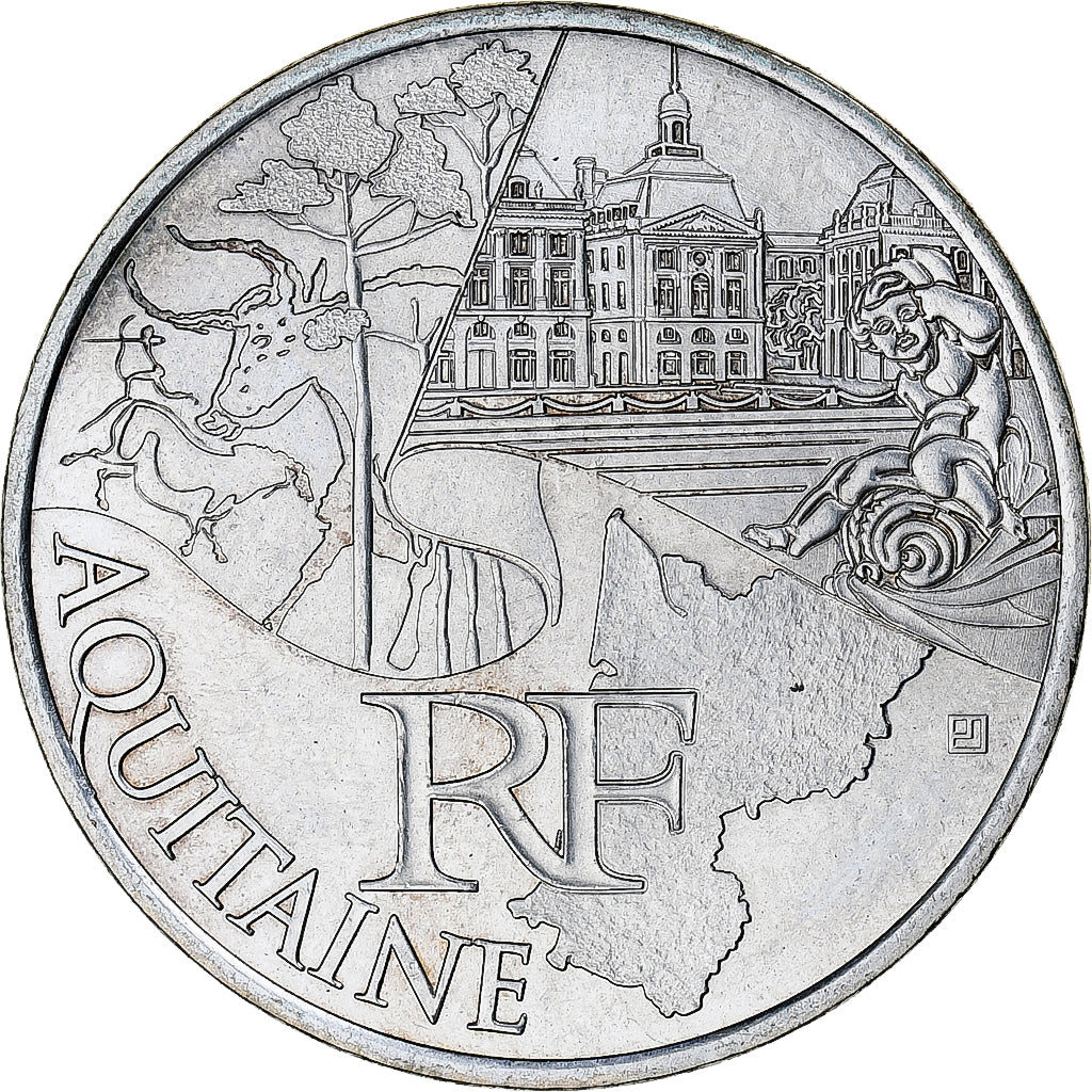 France, 10 Euro, Aquitaine, 2011, Paris, MS(63), Silver, KM:1727