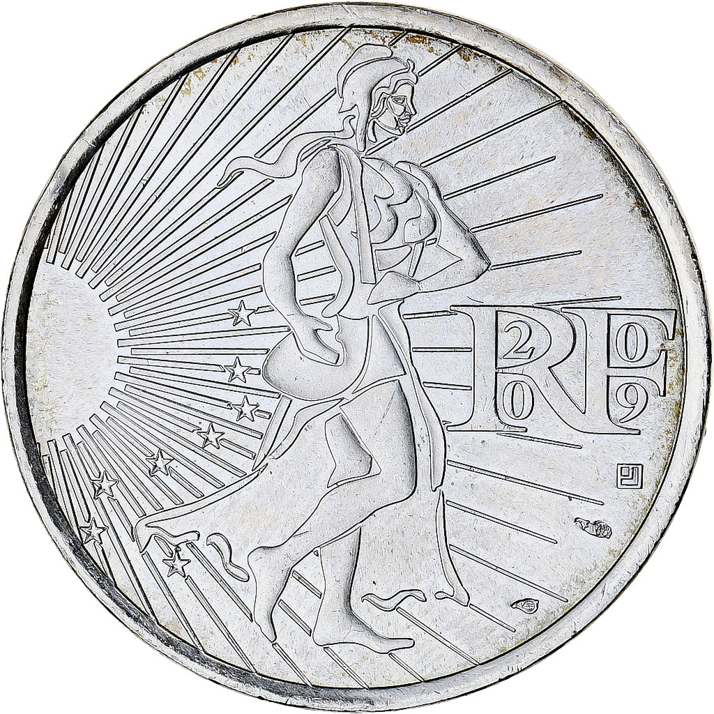 Francja, 10 Euro, 2009, Monnaie de Paris, Semeuse, MS(64), Srebro