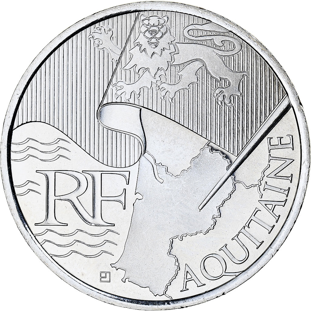 France, 10 Euro, Euros des régions, 2010, Monnaie de Paris, Aquitaine, FDC