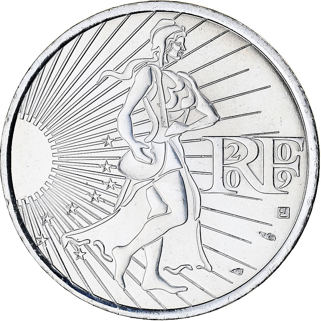Francja, 10 Euro, 2009, Monnaie de Paris, Semeuse, MS(65-70), Srebro