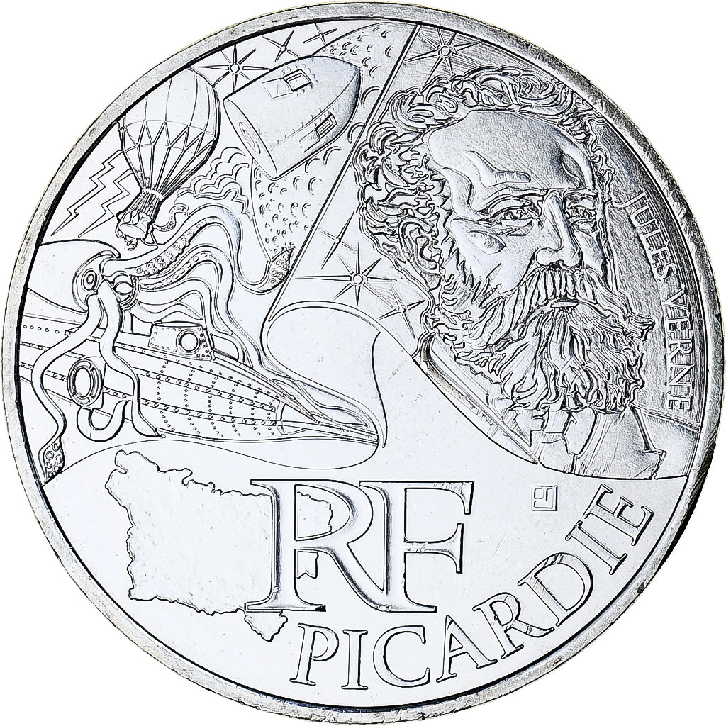 France, 10 Euro, Picardie, 2012, Paris, MS(65-70), Silver, KM:1882