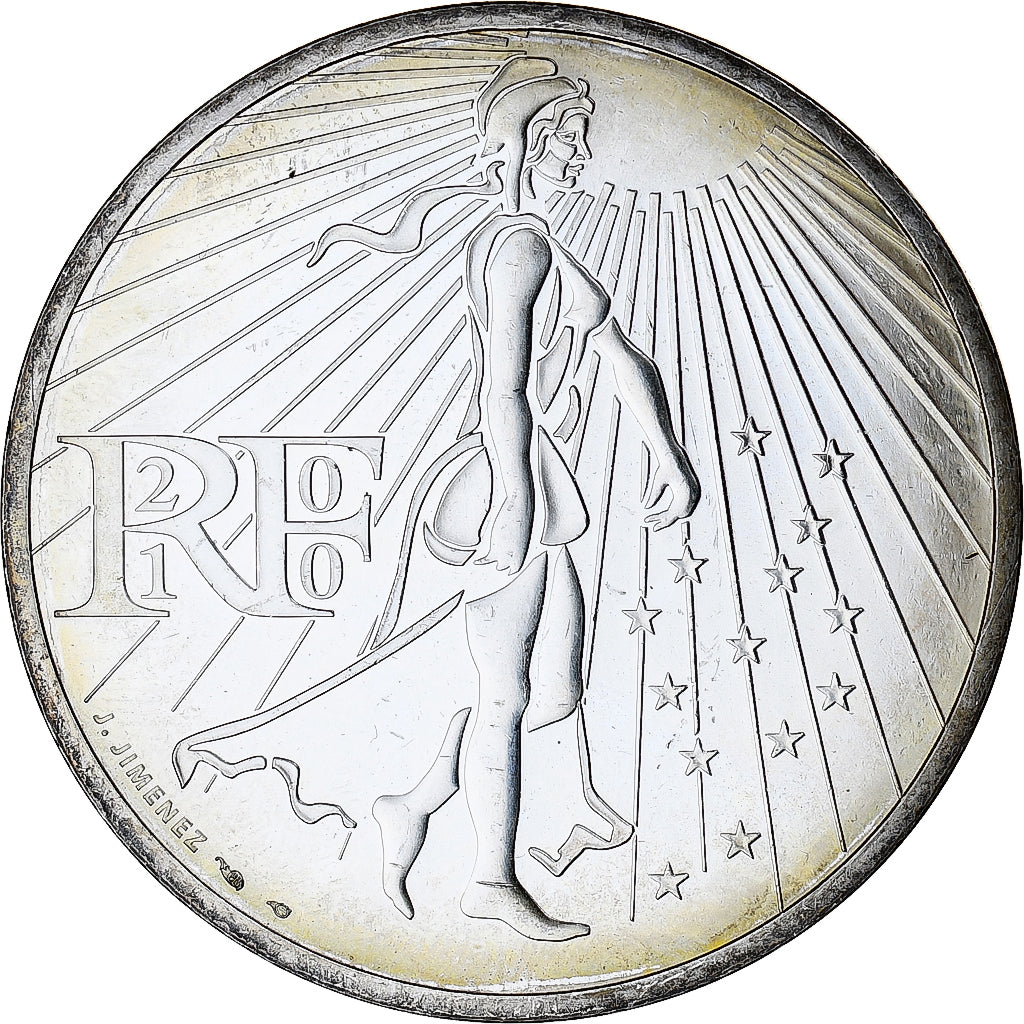 France, 50 Euro, 2010, Paris, Semeuse, MS(64), Silver