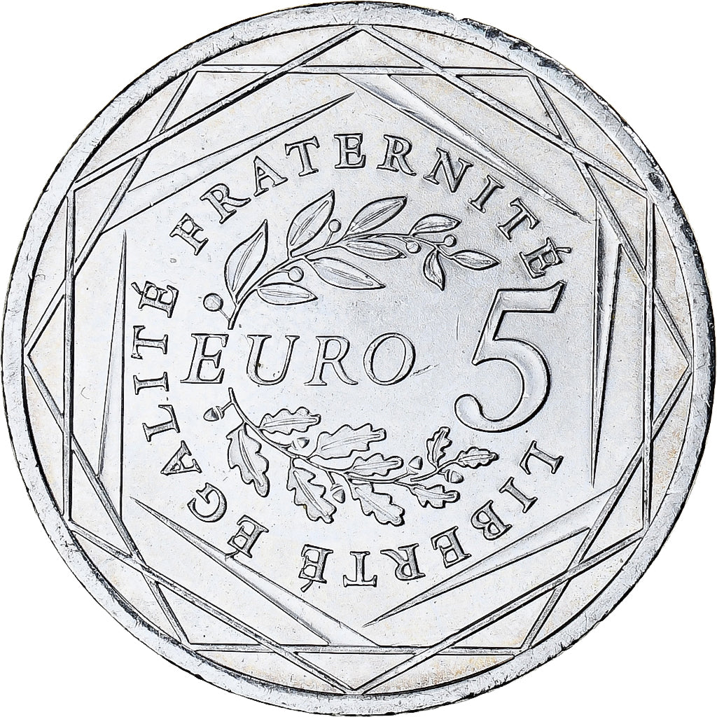 França, Semeuse, 5 Euro, 2008, Monnaie de Paris, MS(64), Prata, KM:1534