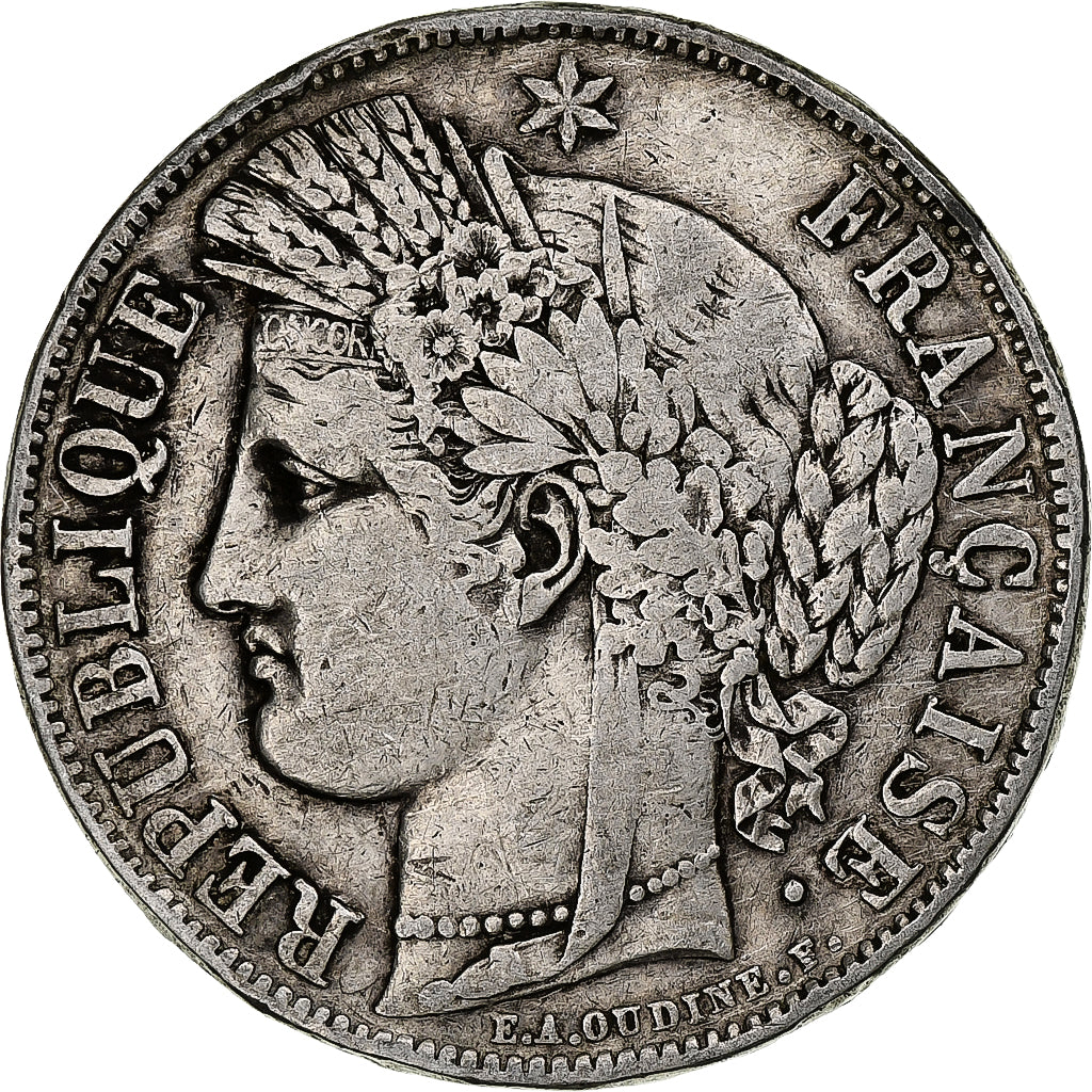 Moneta, Francia, Cérès, 5 Francs, 1850, Paris, MB+, Argento, KM:761.1
