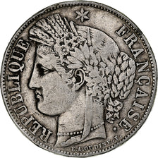 Moneta, Francia, Cérès, 5 Francs, 1850, Paris, MB+, Argento, KM:761.1