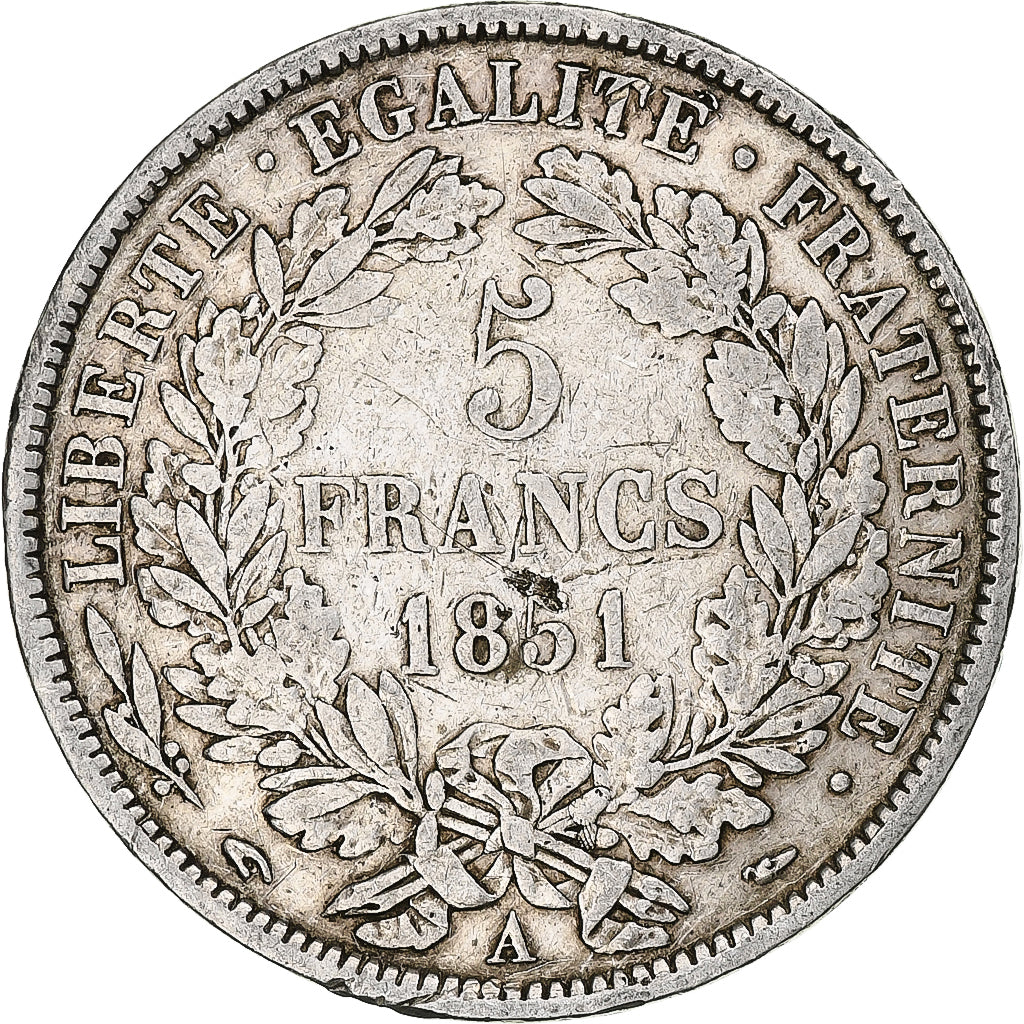 Coin, France, Cérès, 5 Francs, 1851, Paris, VF(30-35), Silver, KM:761.1