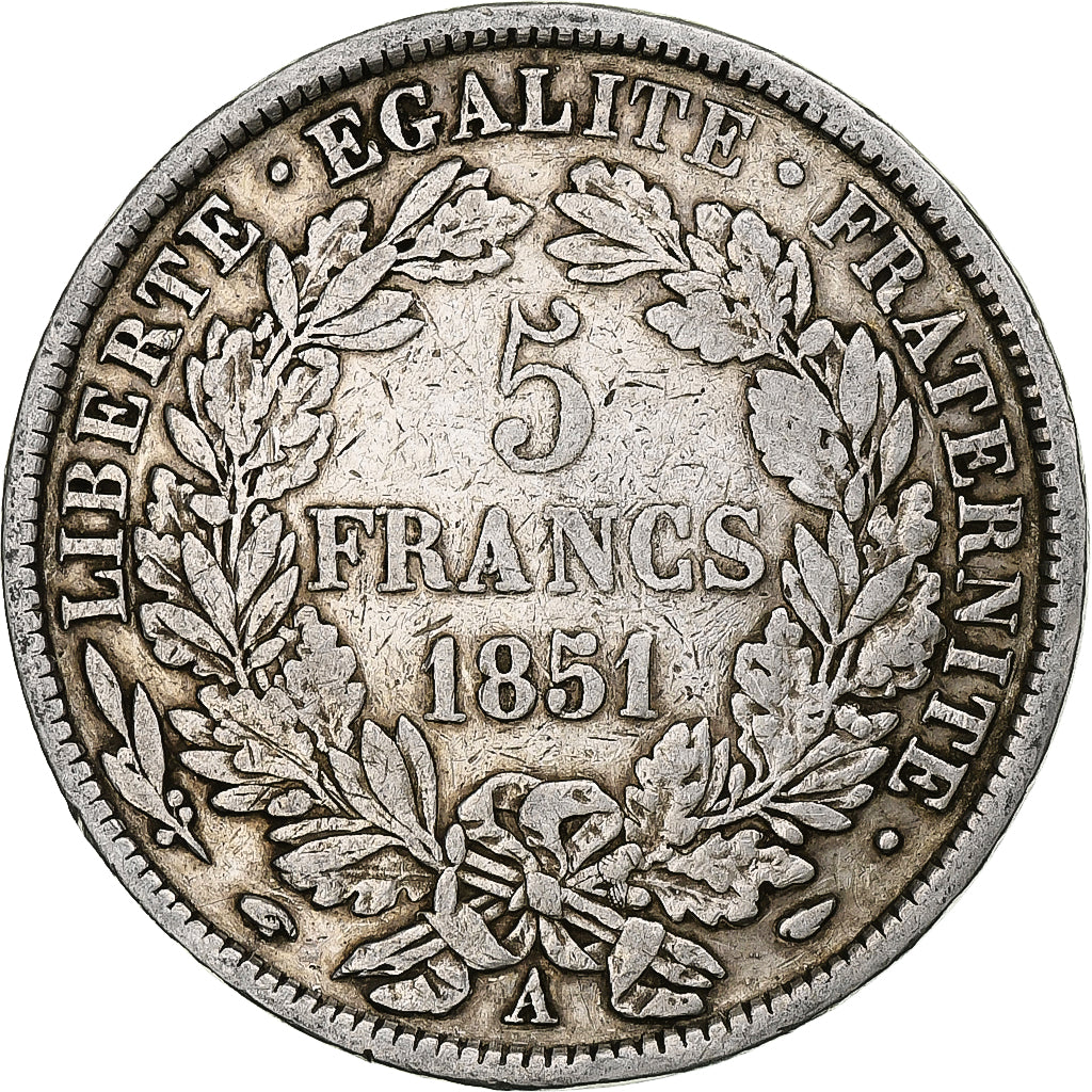 Coin, France, Cérès, 5 Francs, 1851, Paris, EF(40-45), Silver, KM:761.1