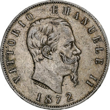 Moneta, Italia, Vittorio Emanuele II, 5 Lire, 1872, Milan, MB+, Argento, KM:8.3