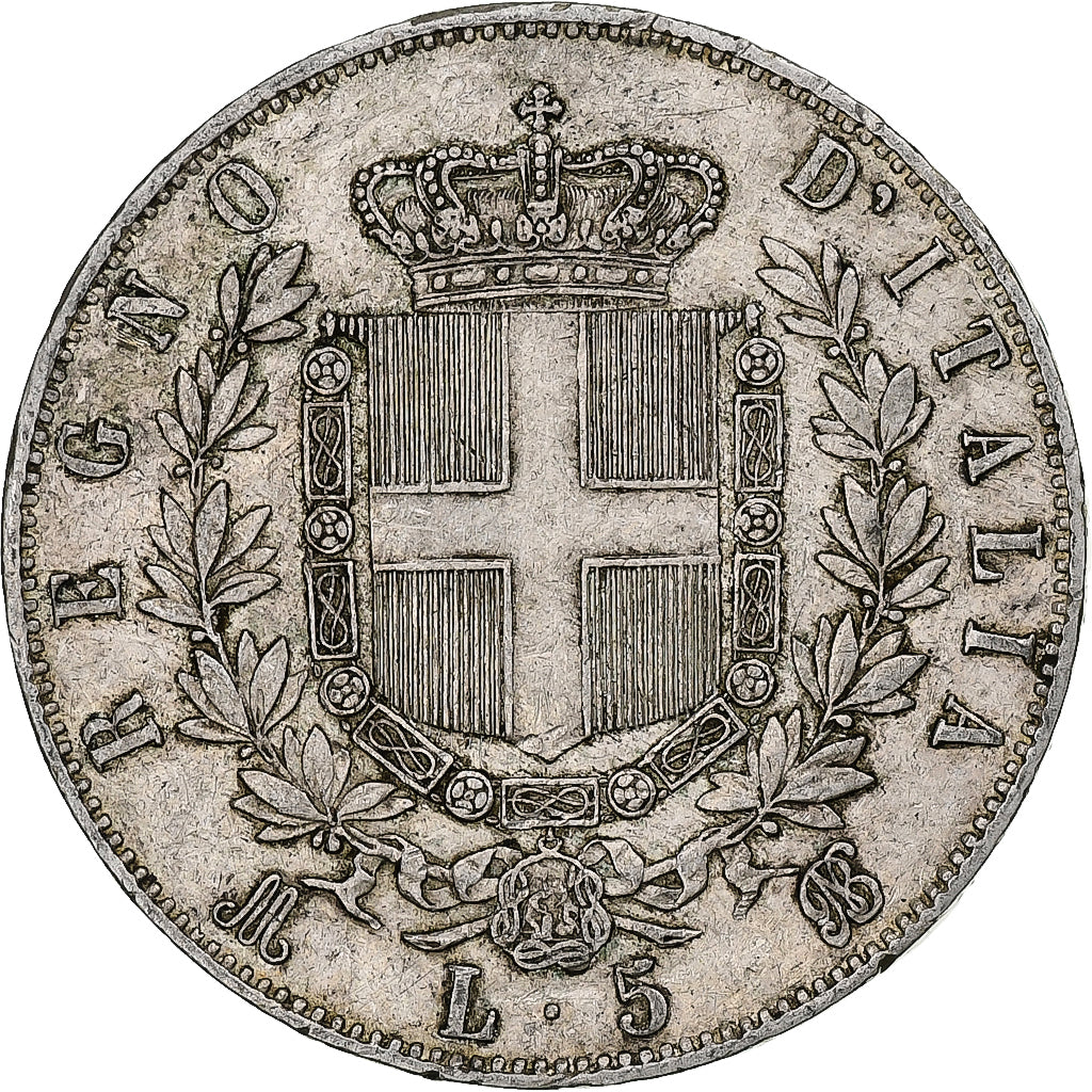 Moneta, Italia, Vittorio Emanuele II, 5 Lire, 1872, Milan, MB+, Argento, KM:8.3