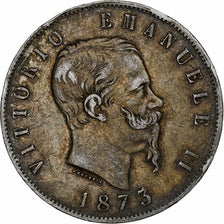 Coin, Italy, Vittorio Emanuele II, 5 Lire, 1873, Milan, VF(30-35), Silver