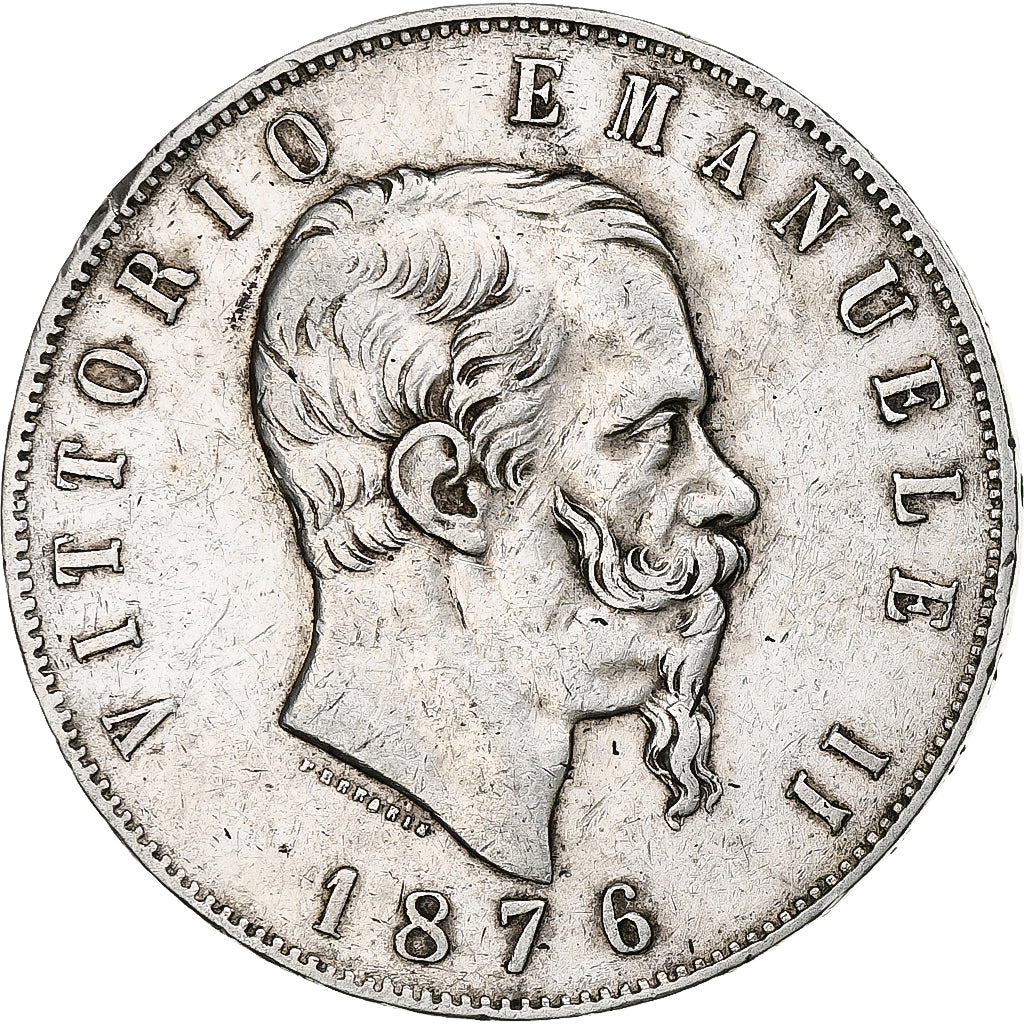 Coin, Italy, Vittorio Emanuele II, 5 Lire, 1876, Rome, EF(40-45), Silver