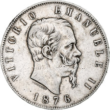 Coin, Italy, Vittorio Emanuele II, 5 Lire, 1876, Rome, EF(40-45), Silver