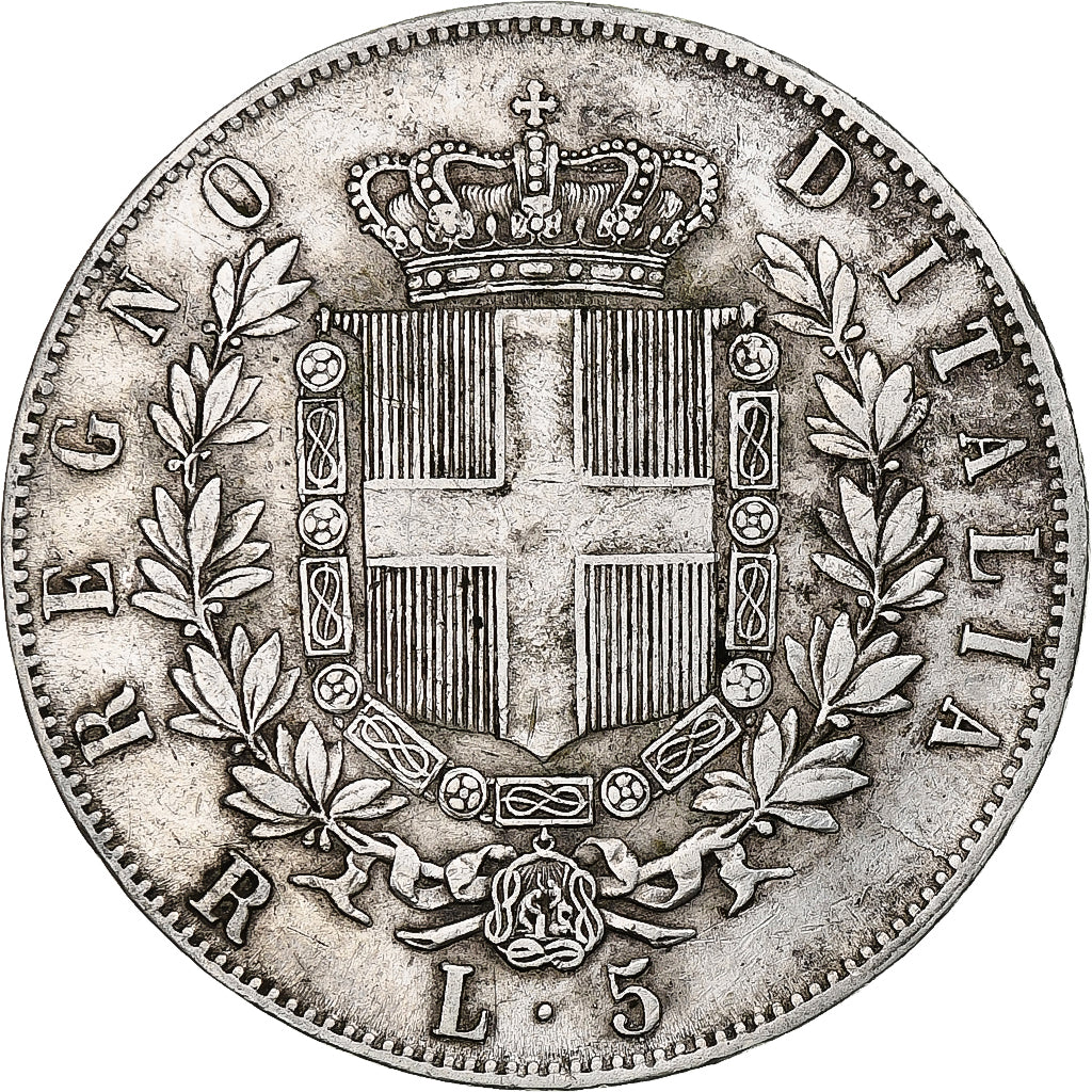 Coin, Italy, Vittorio Emanuele II, 5 Lire, 1876, Rome, EF(40-45), Silver