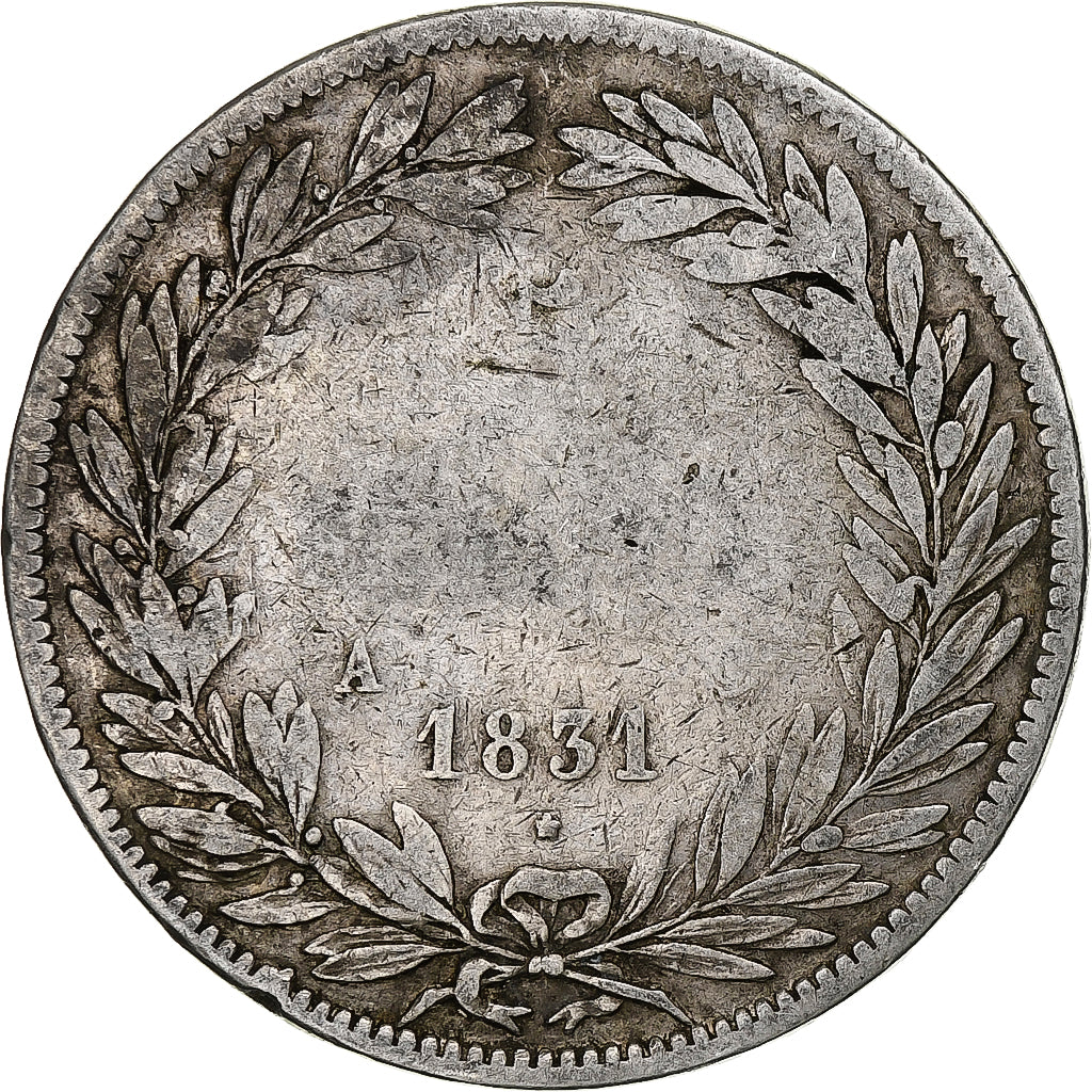 Moneta, Francia, Louis-Philippe, 5 Francs, 1831, Paris, MB+, Argento, KM:736.1