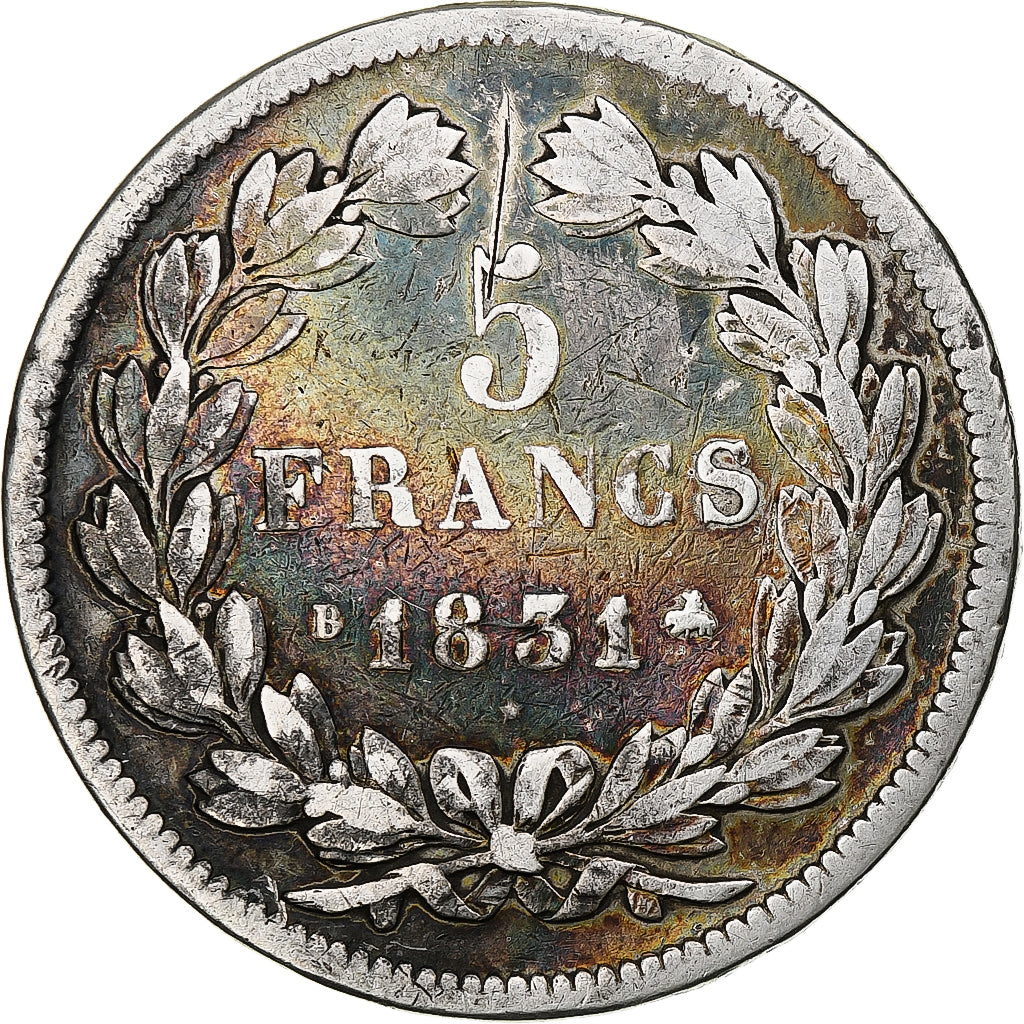 Coin, France, Louis-Philippe, 5 Francs, 1831, Rouen, F(12-15), Silver, KM:745.2