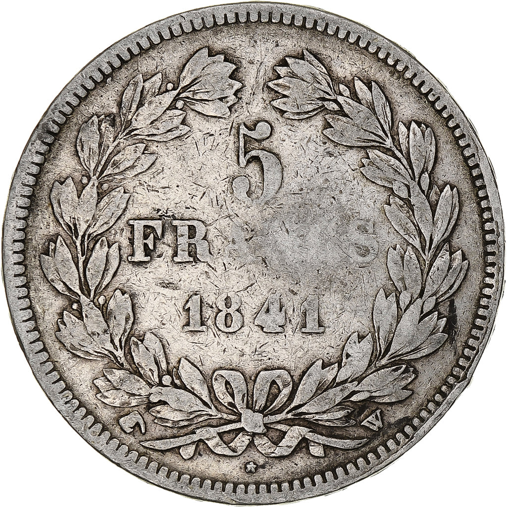 Moneta, Francia, Louis-Philippe, 5 Francs, 1841, Lille, MB+, Argento, KM:749.13
